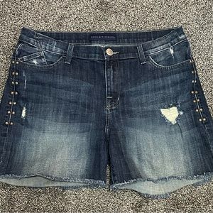 Rock & Republic Bumpershoot Studded Distressed Cutoff Denim Shorts Size 14